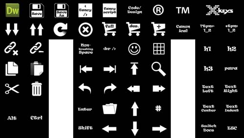 Key layout for the Dreamweaver 