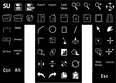 Key layout for the Sketchup X-keys Pro